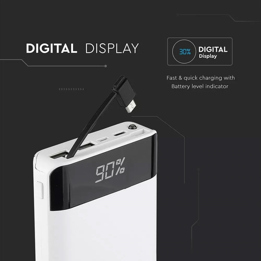Batterie portative 20000mAh/3,7V argentée