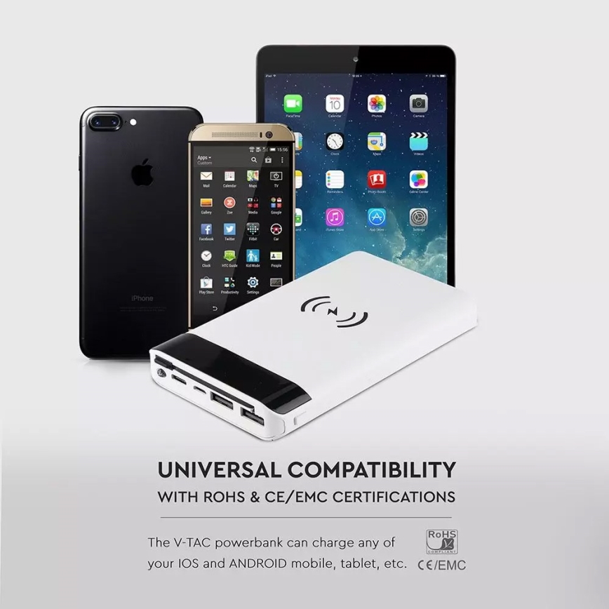 Batterie portative 20000mAh/3,7V argentée