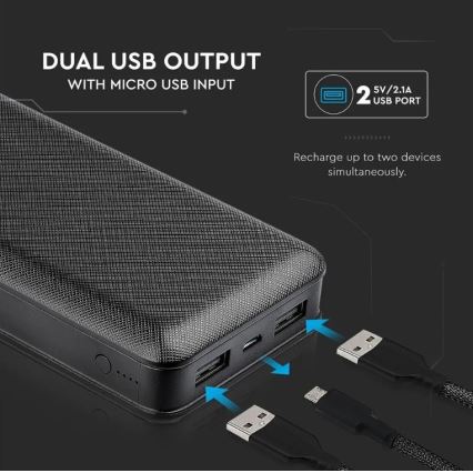 Batterie portative 20000mAh/5V noire