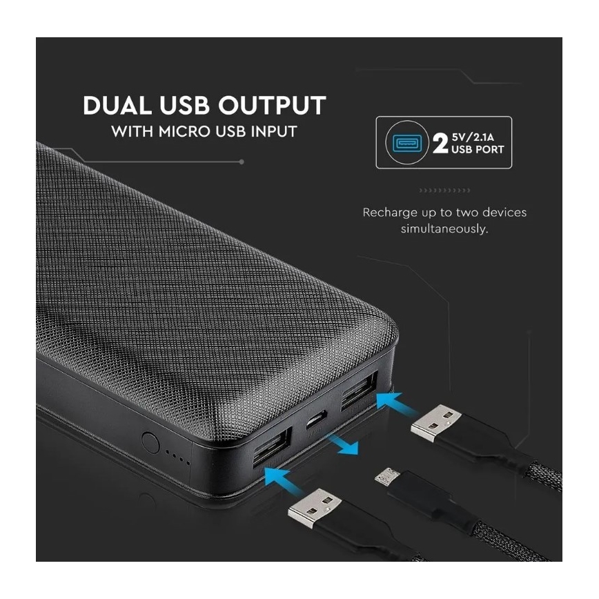 Batterie portative 20000mAh/5V noire