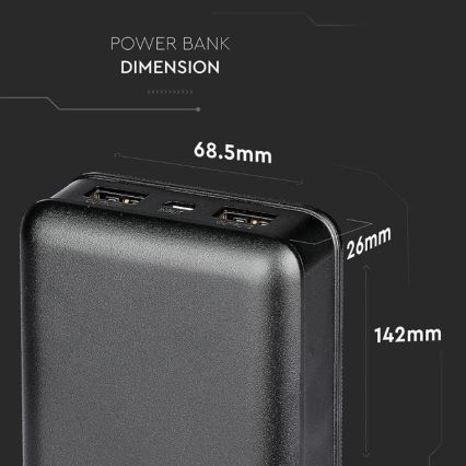 Batterie portative 20000mAh/5V noire