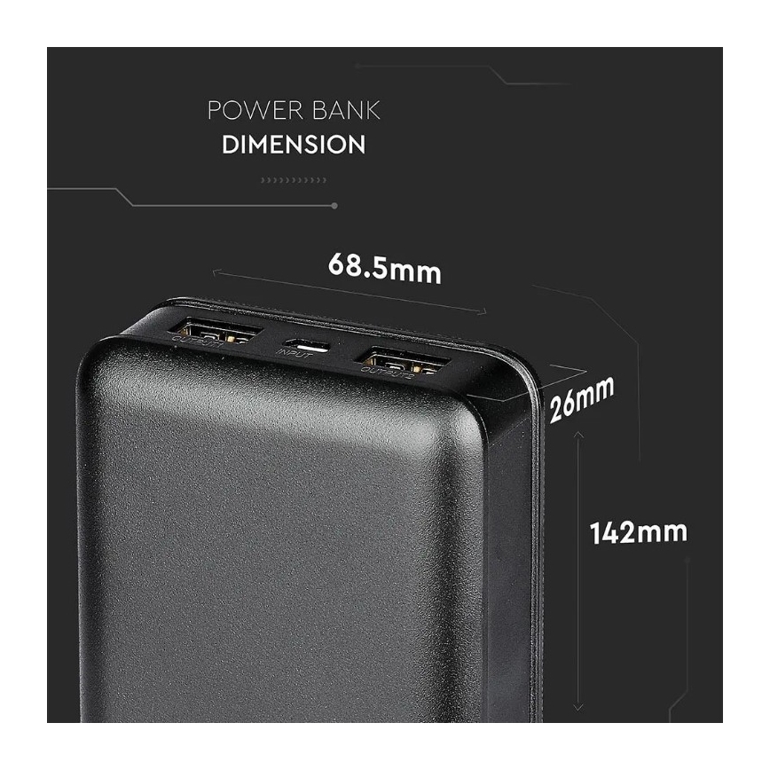 Batterie portative 20000mAh/5V noire