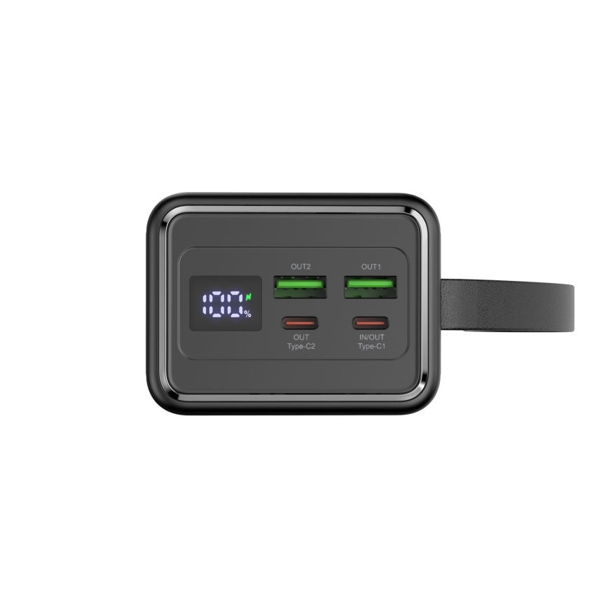 Batterie portative 40000 mAh 65W Power Delivery 2xUSB-A + 2xUSB-C avec torche LED  et câble USB-C 1m noir