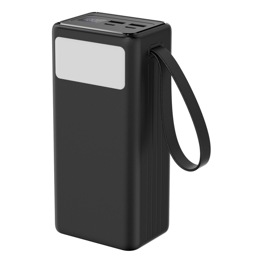 Batterie portative 40000 mAh 65W Power Delivery 2xUSB-A + 2xUSB-C avec torche LED  et câble USB-C 1m noir