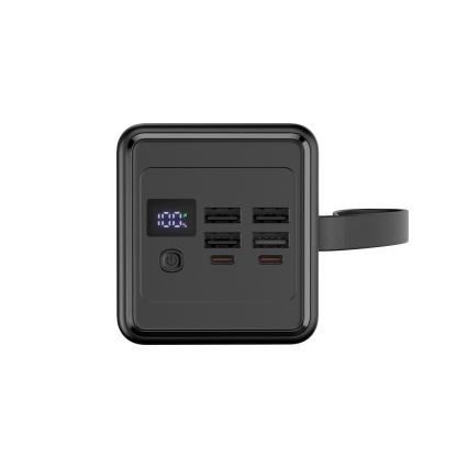 Batterie portative 60000 mAh 65 W 4xUSB-A + 2xUSB-C avec lampe torche LED et câble USB-C 1 m noir