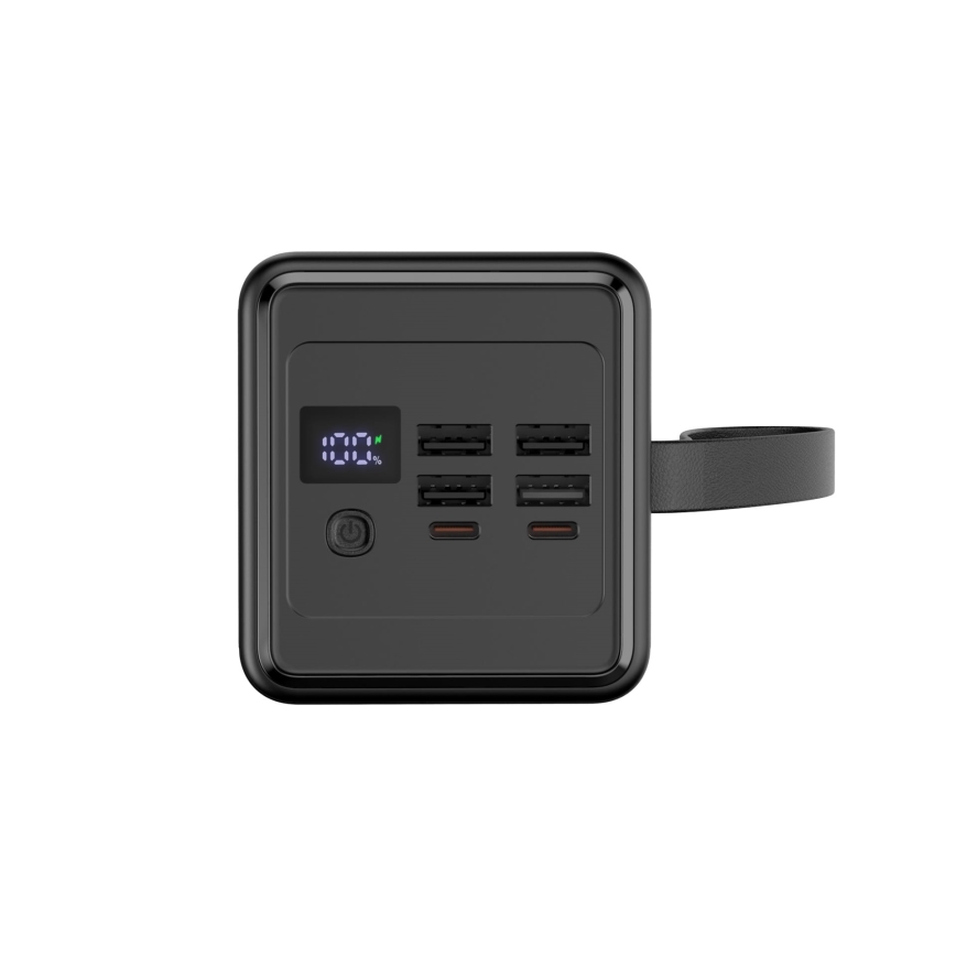 Batterie portative 60000 mAh 65 W 4xUSB-A + 2xUSB-C avec lampe torche LED et câble USB-C 1 m noir