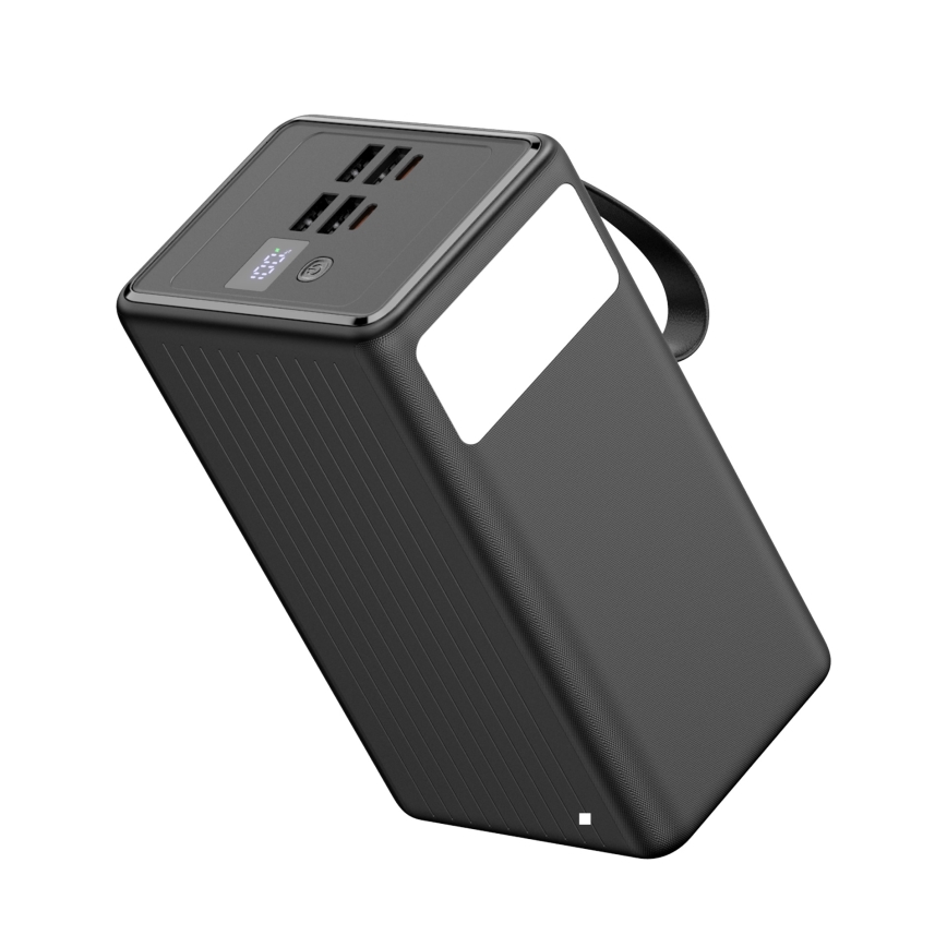 Batterie portative 70000 mAh 20W Power Delivery 4xUSB-A + 2xUSB-C avec Lampe de poche LED et câble USB-C 1m noir
