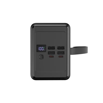 Batterie portative 80000 mAh 20W Power Delivery 4xUSB-A + 2xUSB-C avec Lampe de poche LED et câble USB-C 1m noir