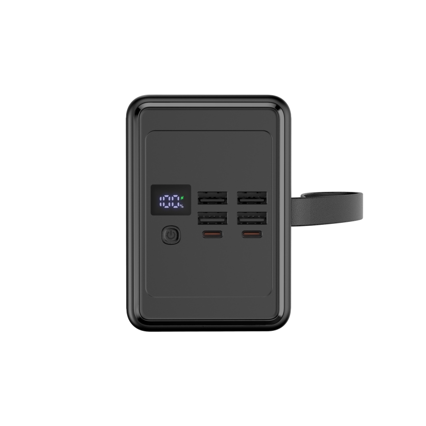 Batterie portative 80000 mAh 20W Power Delivery 4xUSB-A + 2xUSB-C avec Lampe de poche LED et câble USB-C 1m noir