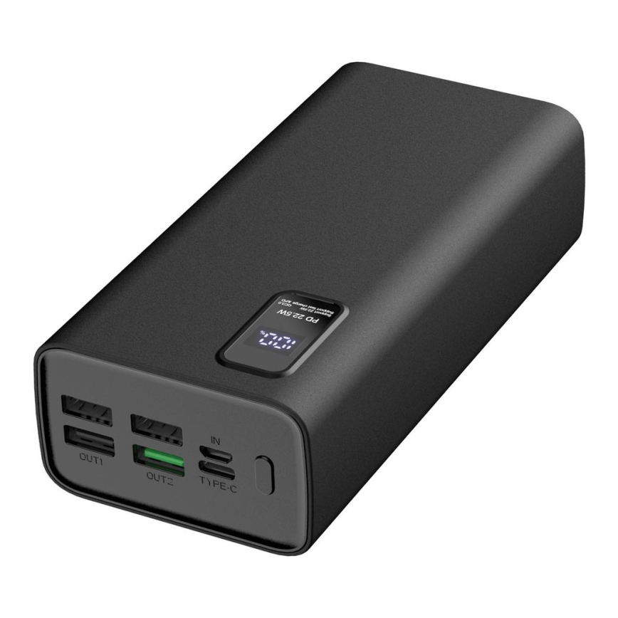 Batterie portative avec affichage LED Power Delivery 30000 mAh 3,7V noire