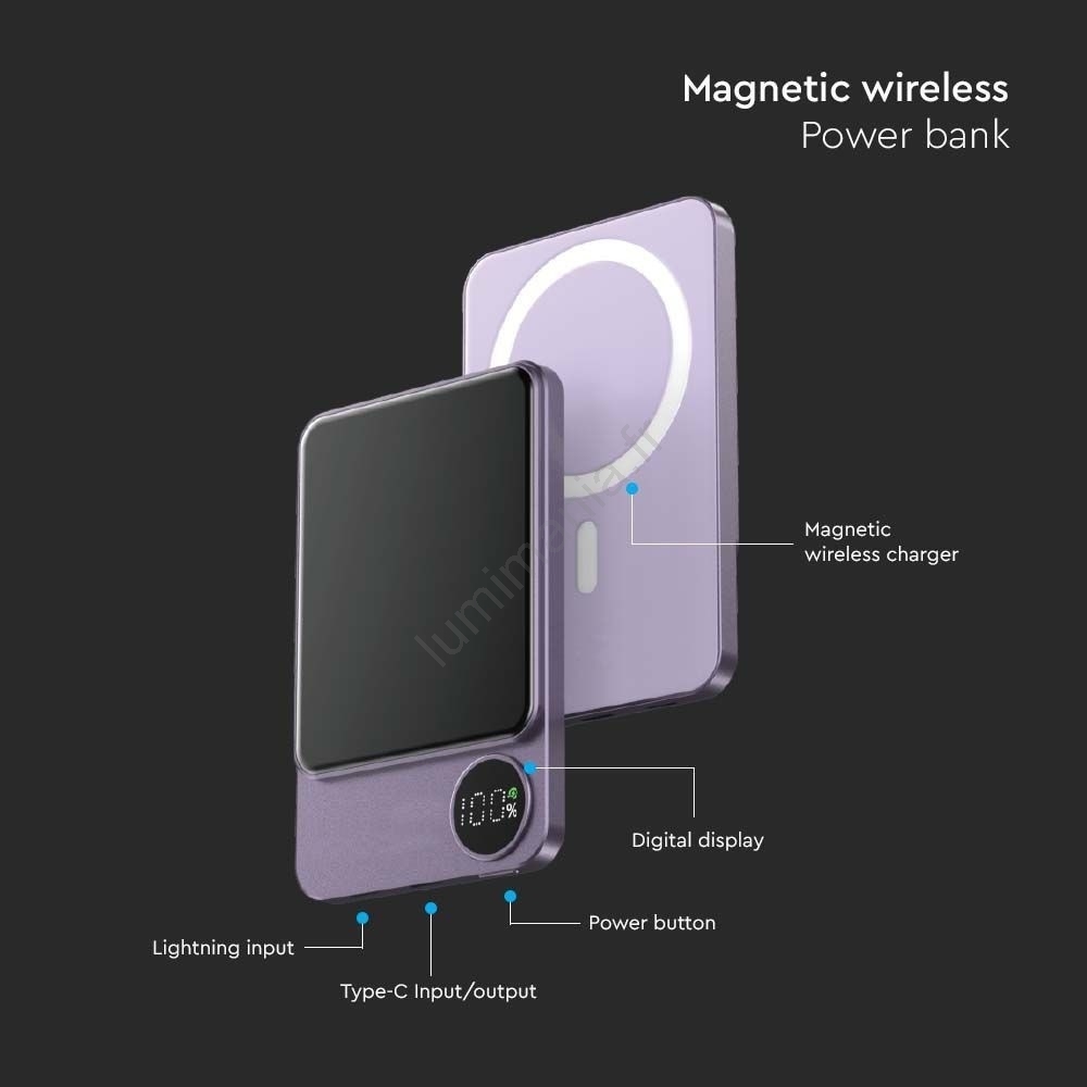 Power Bank, 5 000 mAh magnétique Batterie externe, sans fil