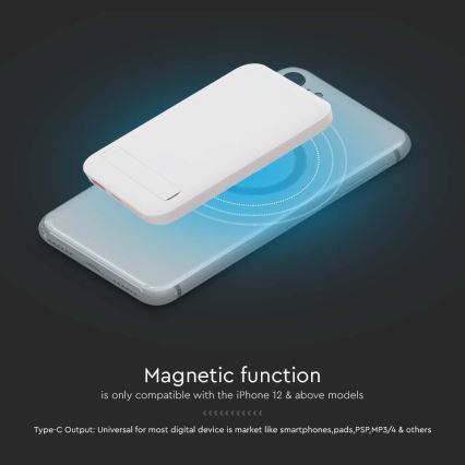 Batterie portative magnétique avec charge sans fil Power Delivery 10 000mAh/20W/3,7V blanc