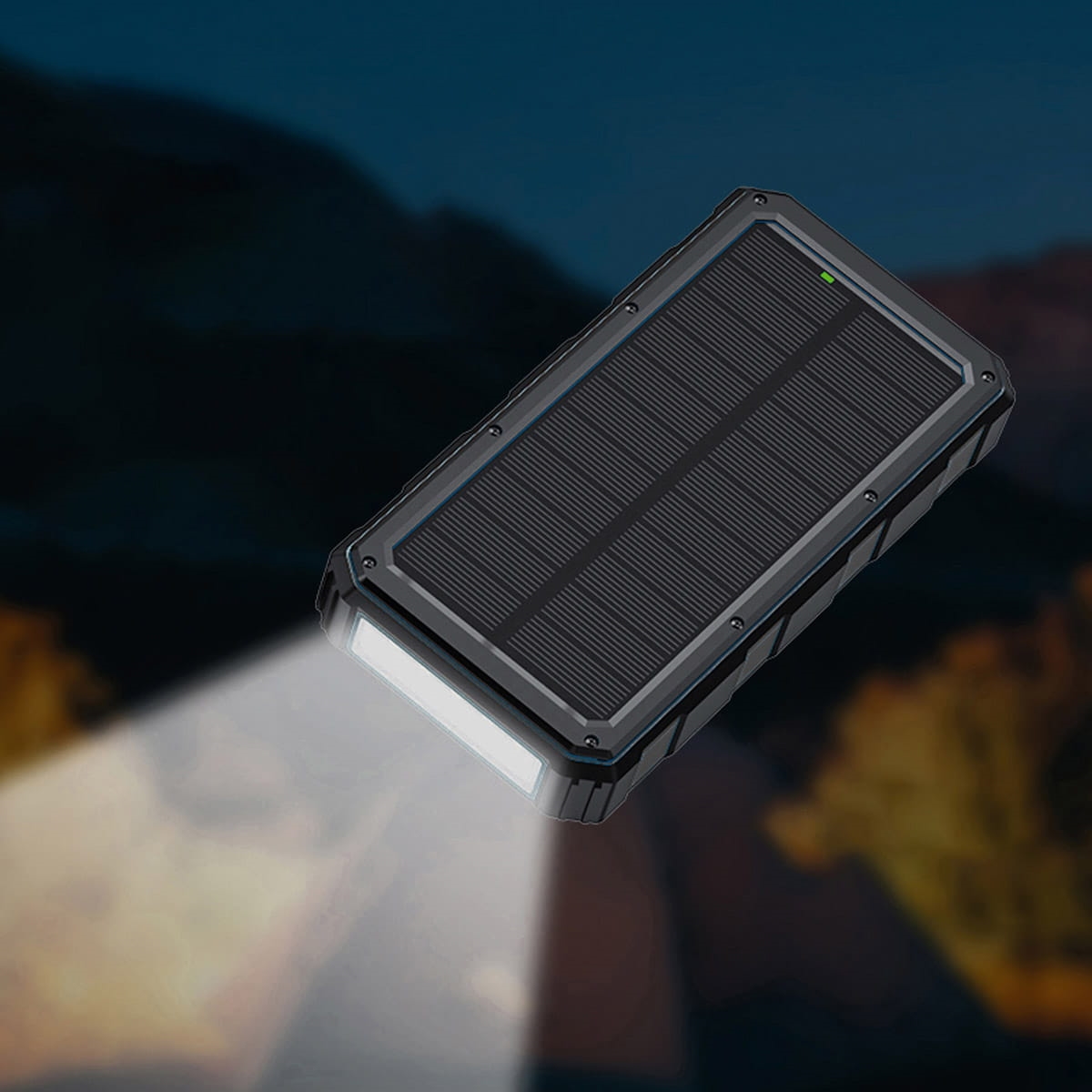 Chargeur Solaire Poche 3000mAh – Porte-Clés Avec Port Type-C Et Lampe LED – Pour Téléphone Et Montre Sans Fil
