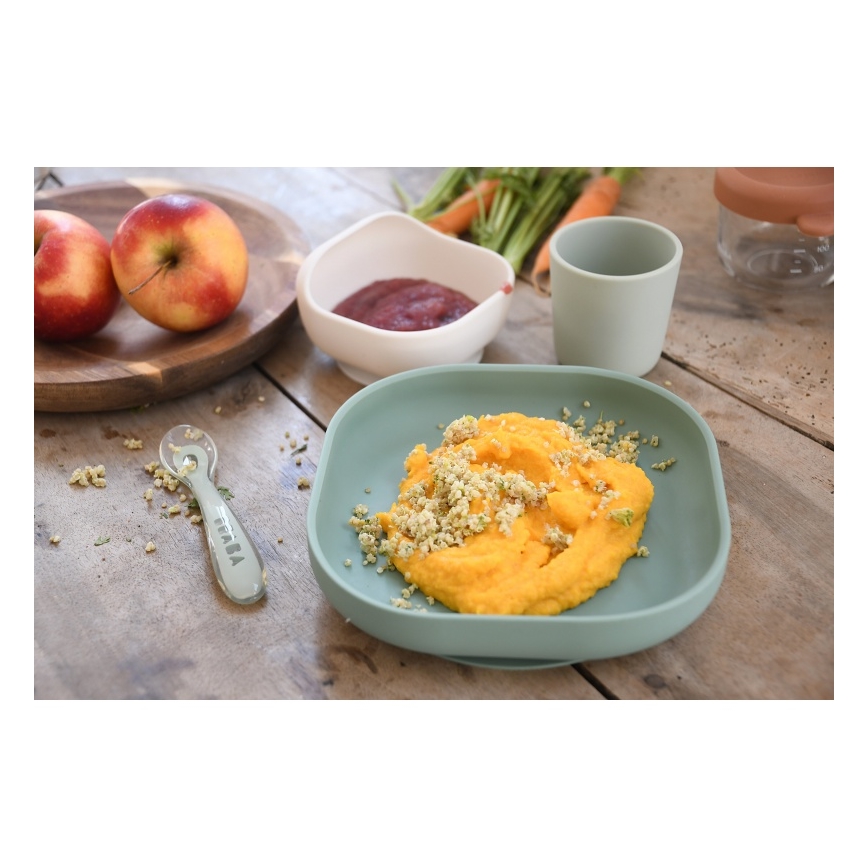 Beaba - Ensemble de repas pour enfant Vert sauge, 4 pièces