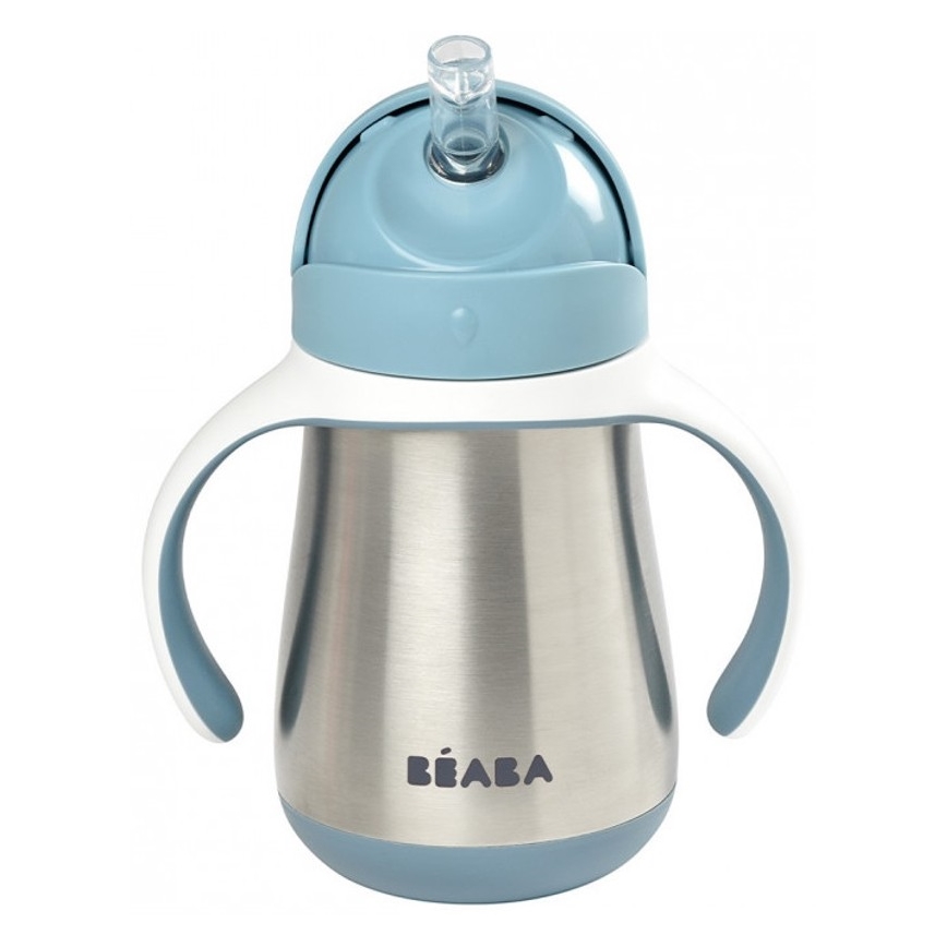 Beaba - Gobelet isotherme avec paille 250 ml bleu