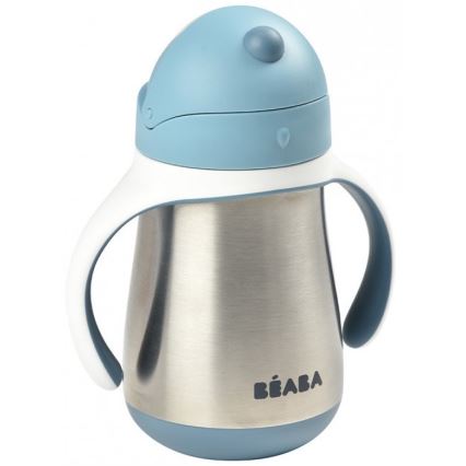 Beaba - Gobelet isotherme avec paille 250 ml bleu
