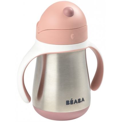 Beaba - Gobelet isotherme avec paille 250 ml rose