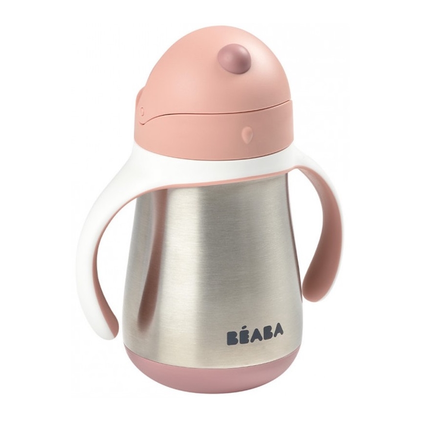 Beaba - Gobelet isotherme avec paille 250 ml rose