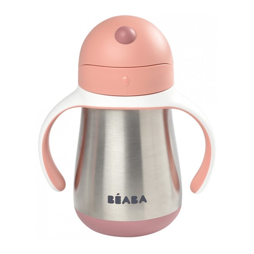 Beaba - Gobelet isotherme avec paille 250 ml rose