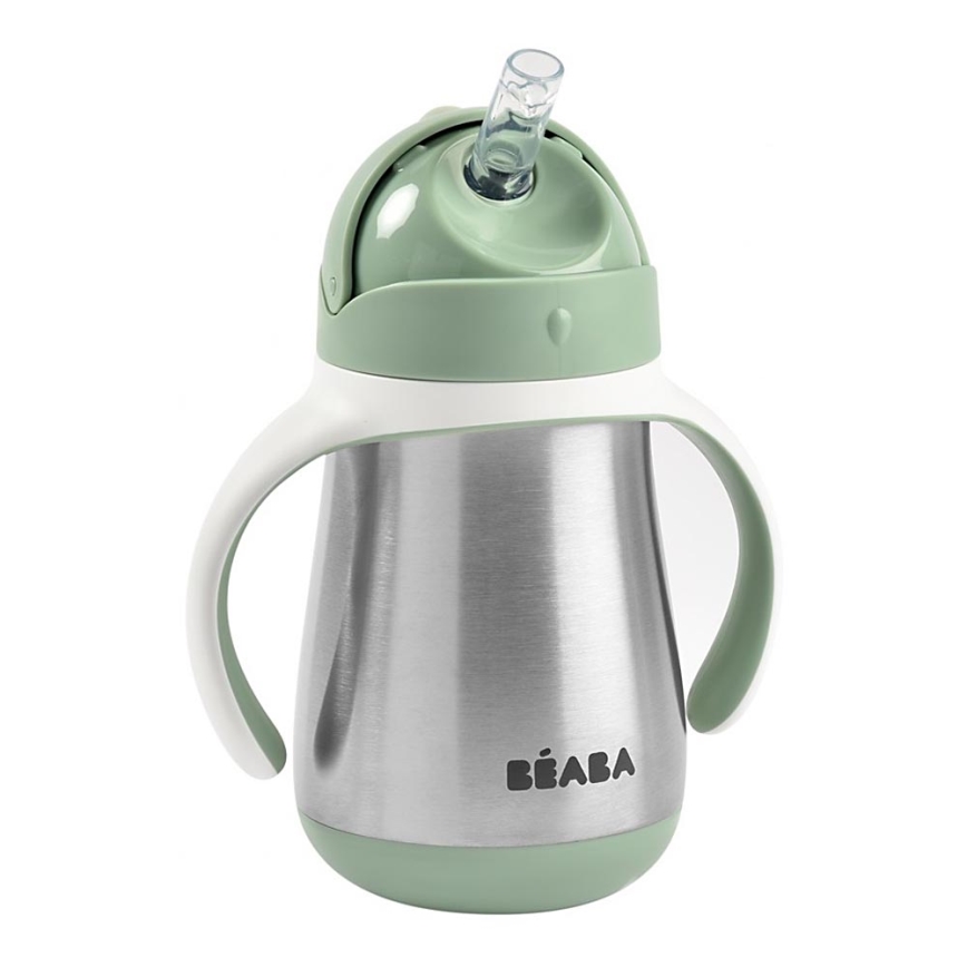 Beaba - Gobelet isotherme avec paille 250 ml, vert