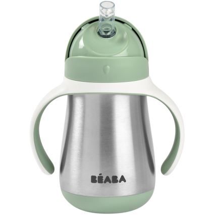 Beaba - Gobelet isotherme avec paille 250 ml, vert