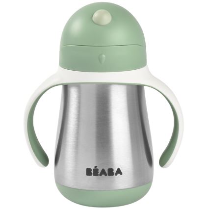 Beaba - Gobelet isotherme avec paille 250 ml, vert