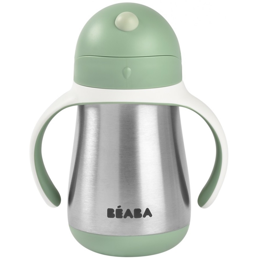 Beaba - Gobelet isotherme avec paille 250 ml, vert