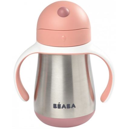 Beaba - Mug thermo-isolé avec paille 250 ml rose