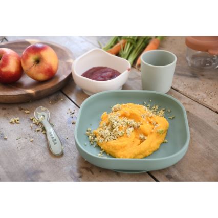 Beaba - Set de vaisselle pour enfants, vert sauge, 4 pièces