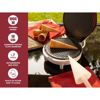Beper - Gaufrier 2 en 1 1000W/230V rouge