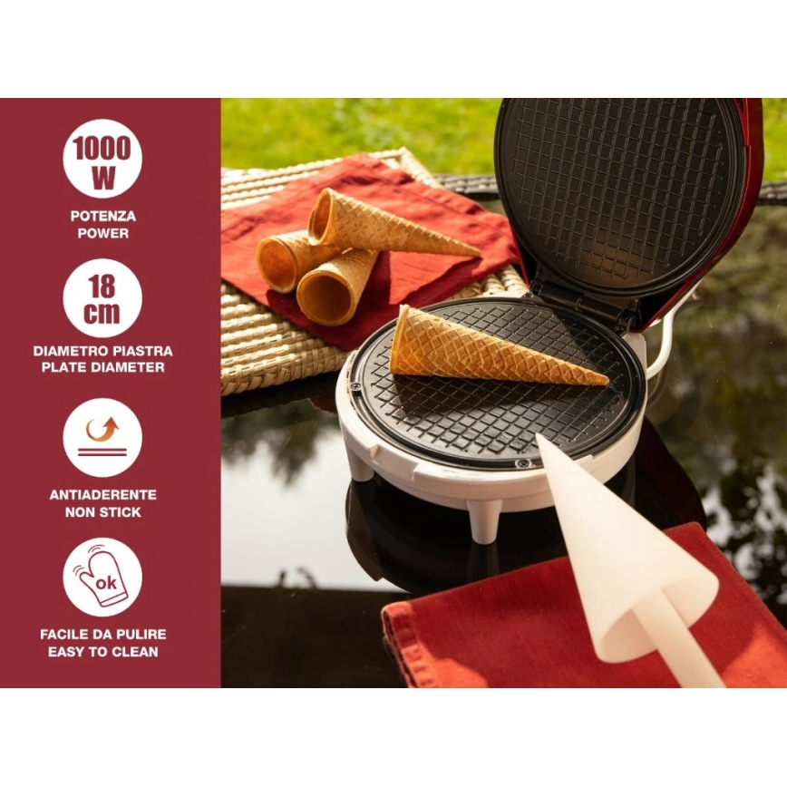Beper - Gaufrier 2 en 1 1000W/230V rouge