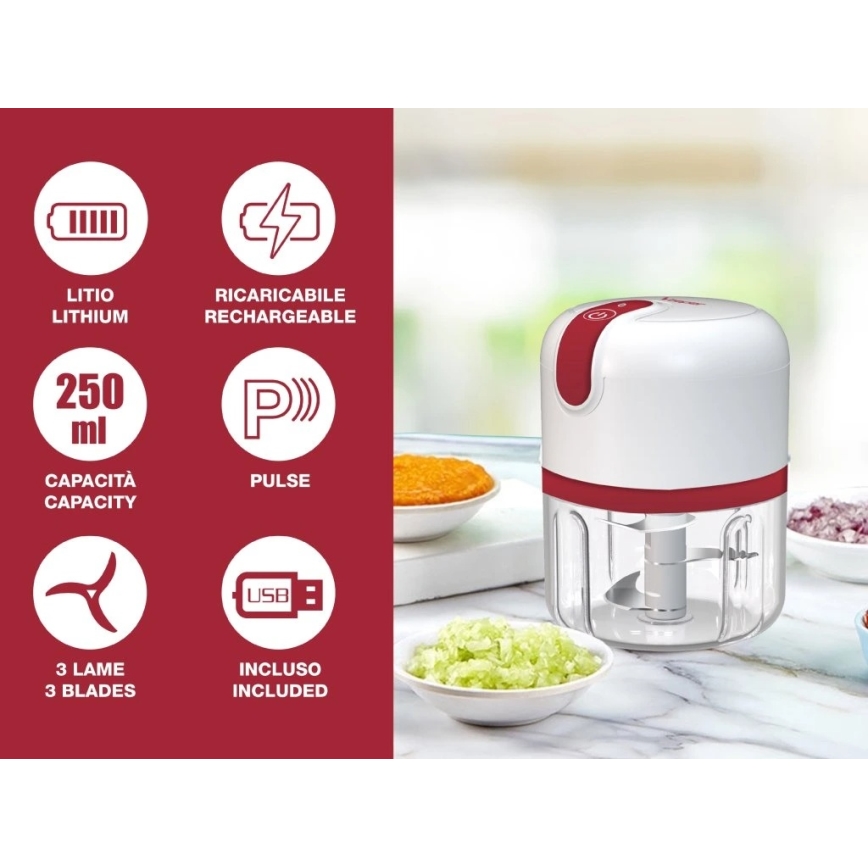 Beper - Hachoir rechargeable 30W/5V 1500 mAh 250 ml