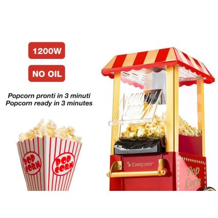 Beper - Machine à pop-corn 1200 W/230 V rouge