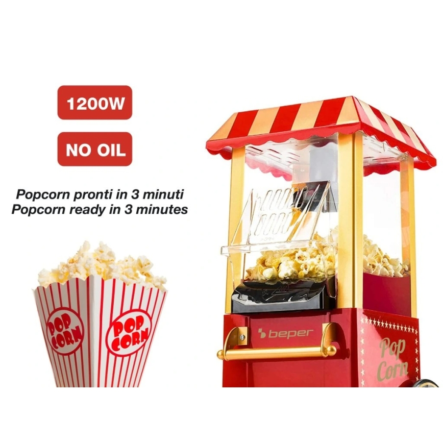 Beper - Machine à pop-corn 1200 W/230 V rouge