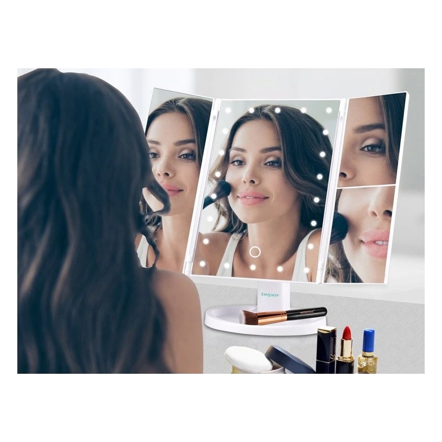 Beper - Miroir de maquillage avec éclairage LED 4xAAA/5V