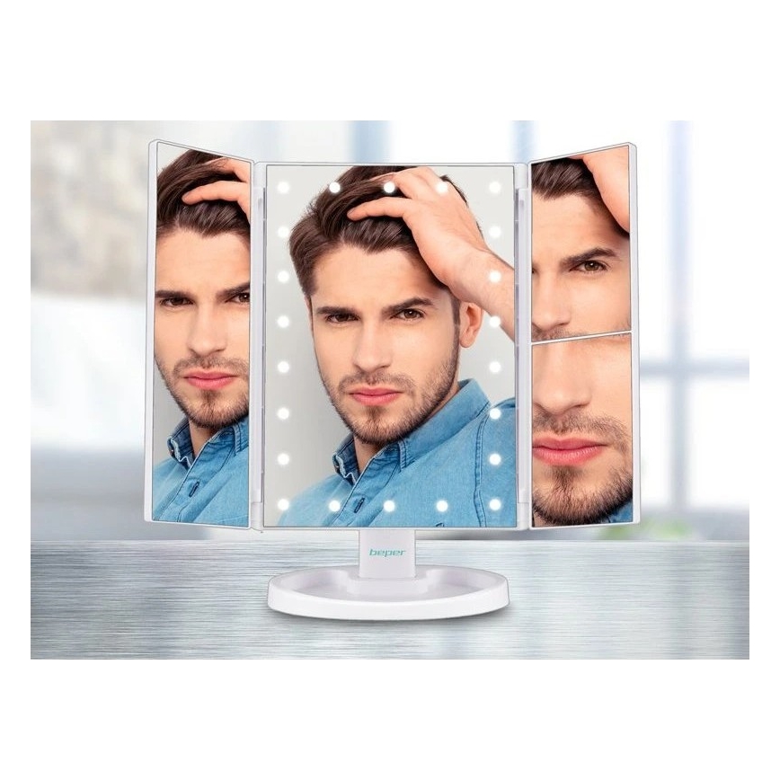 Beper - Miroir de maquillage avec éclairage LED 4xAAA/5V