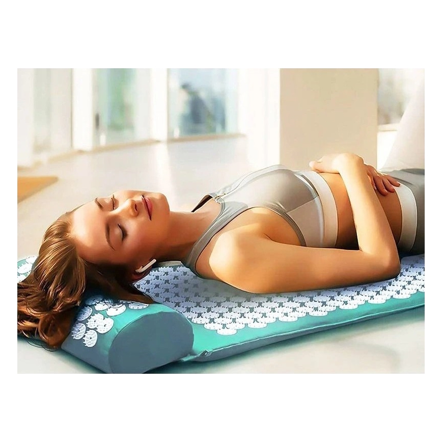 Beper - Tapis d'acupression et coussin couleur menthe