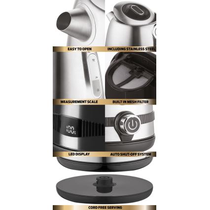 BerlingerHaus- Bouilloire avec thermorégulation 1,7 l 2200W/230V acier inoxydable/verte