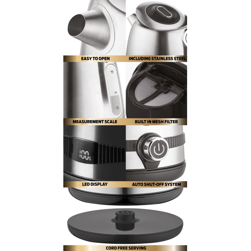 BerlingerHaus- Bouilloire avec thermorégulation 1,7 l 2200W/230V acier inoxydable/verte