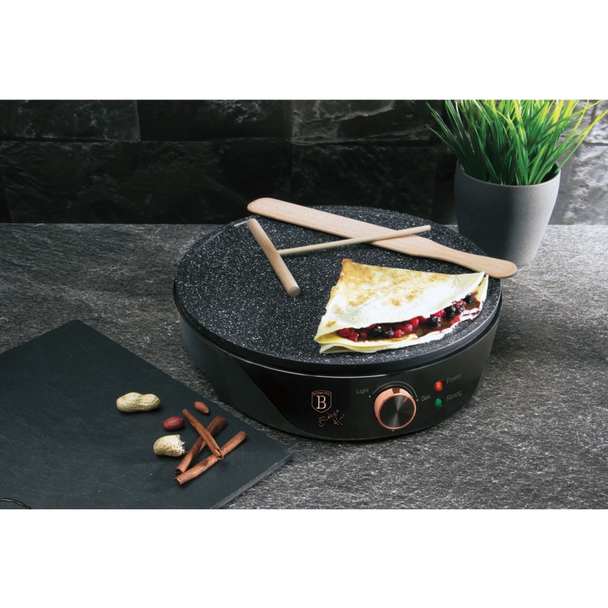 BerlingerHaus - Crêpière 1200W/230V noire/or rose