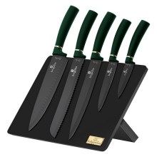 BerlingerHaus - Lot de couteaux en acier inoxydable avec présentoir magnétique 6 pcs vert/noir