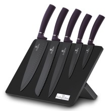 BerlingerHaus - Lot de couteaux en acier inoxydable avec présentoir magnétique 6 pcs violet/noir