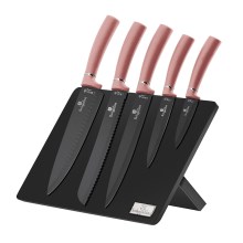 BerlingerHaus - Lot de couteaux en acier inoxydable avec support magnétique 6 pièces acier inoxydable/or rose