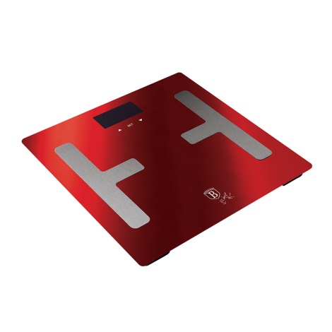 BerlingerHaus - Pèse-personne avec écran LCD 2xAAA rouge/matte chromé