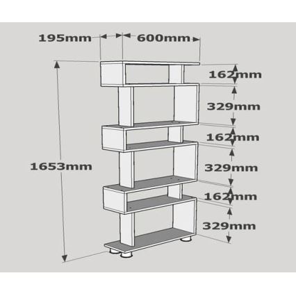 Bibliothèque BLOK 165x60 cm blanche/marron