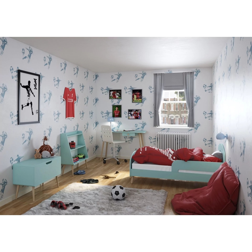 Bibliothèque enfant GAIA 80x81,3 cm turquoise/chêne