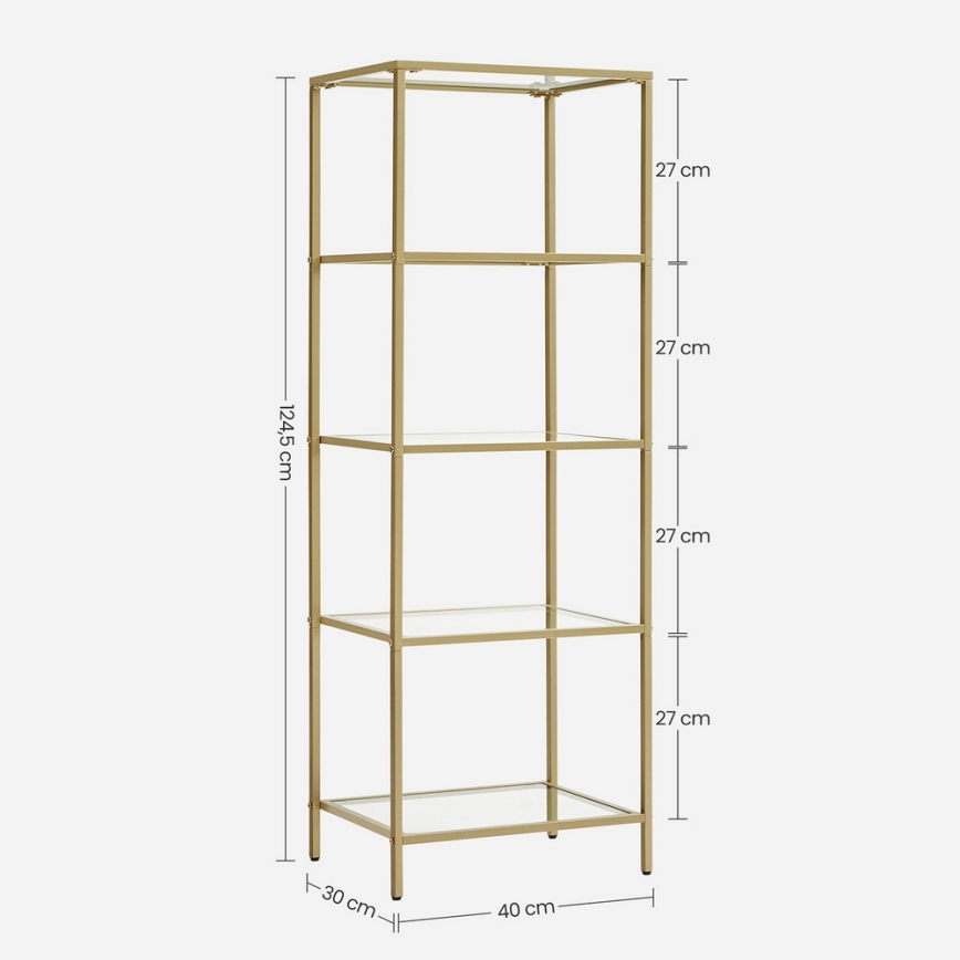 Bibliothèque GLASY 40x125x30 cm dorée