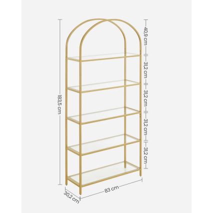 Bibliothèque GLASY 83x184x30 cm dorée