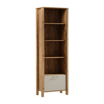 Bibliothèque MENTA 66x200x37 cm chêne Wotan/gris