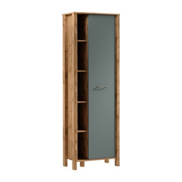 Bibliothèque MENTA 66x200x37 cm chêne Wotan/vert